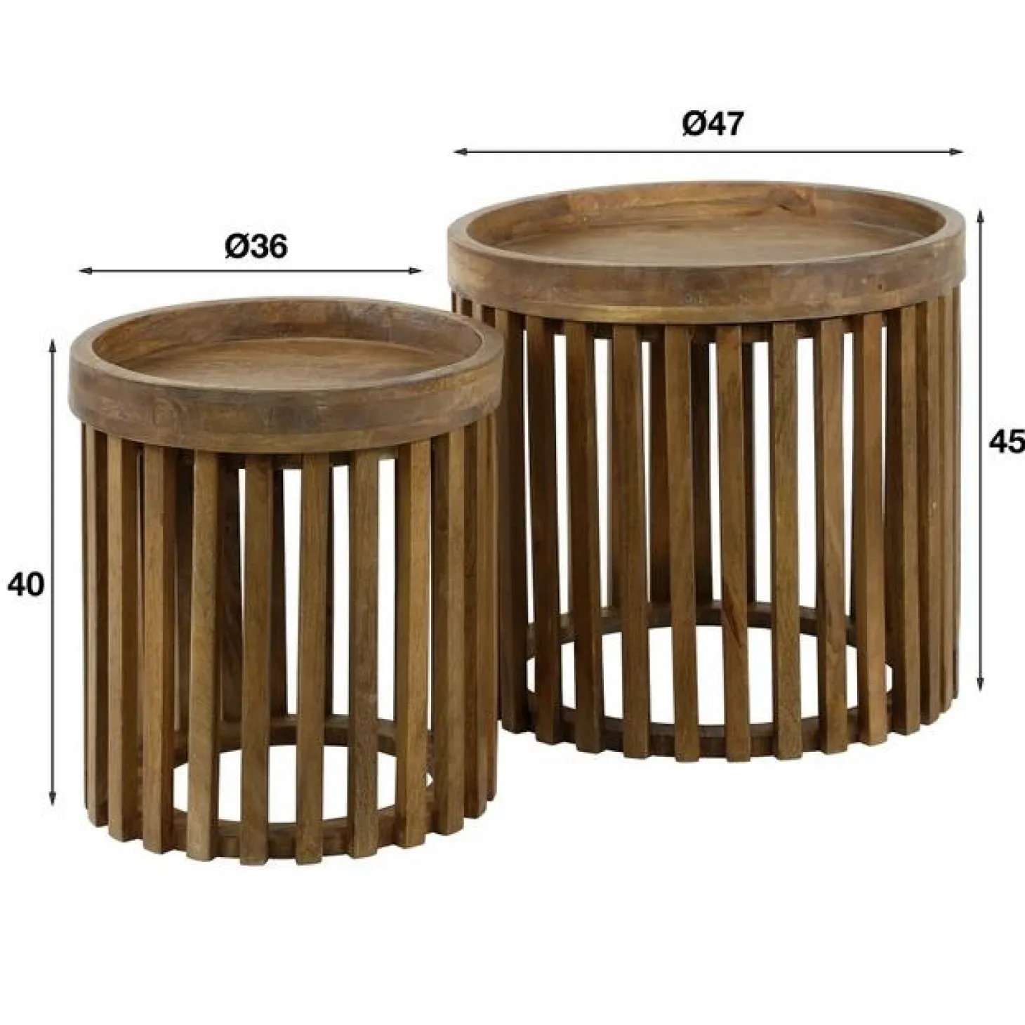 Bijzettafel Tweak set van 2 stuks Mangohout - Loft24.nl