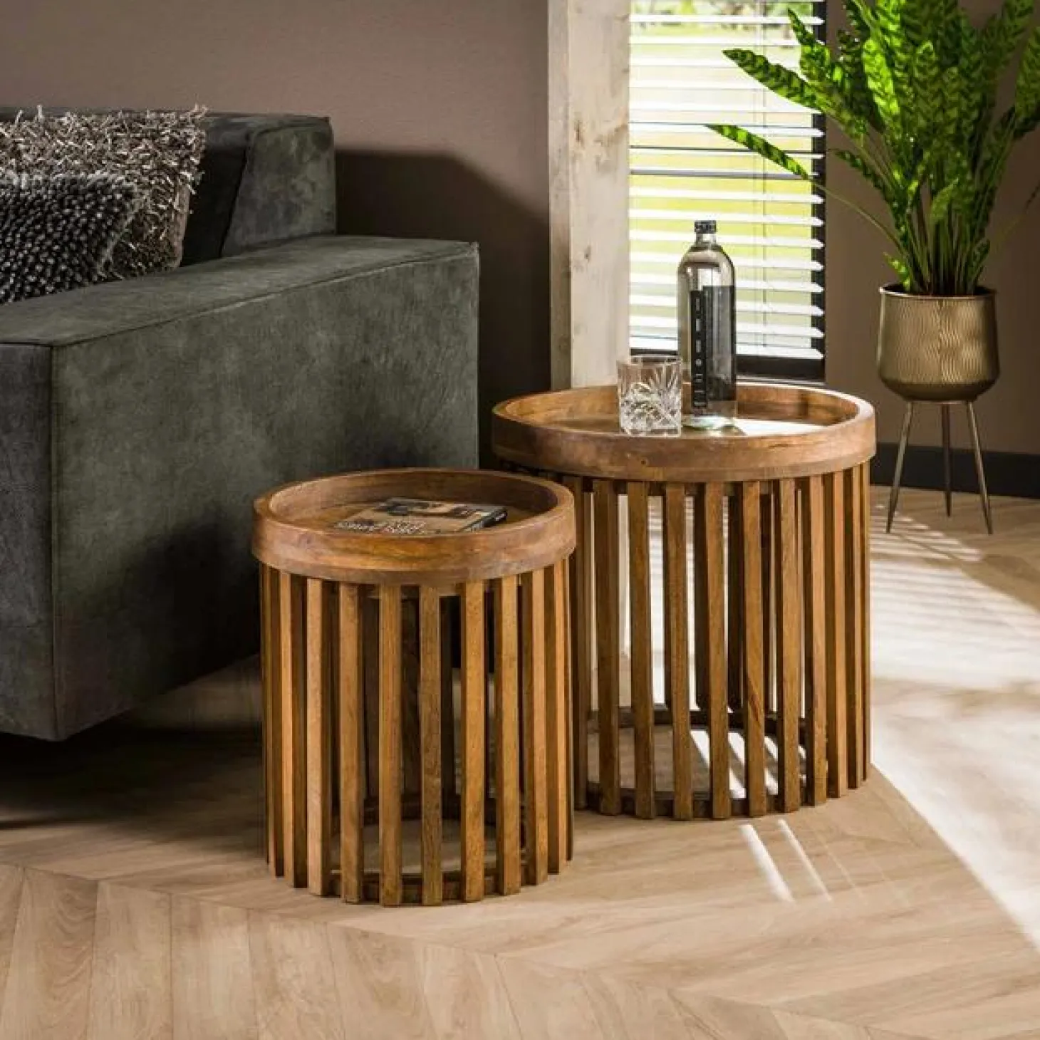 Bijzettafel Tweak set van 2 stuks Mangohout - Loft24.nl