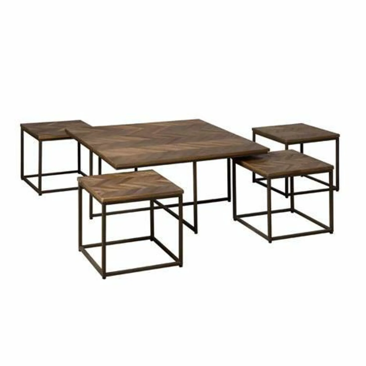 Bijzettafel Via Teakhout set van 5 stuks - grey - Loft24.nl