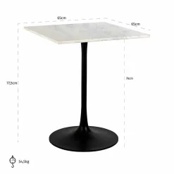 Bistrotafel Carlten Marmer 65 x 65 cm - Wit - Loft24.nl