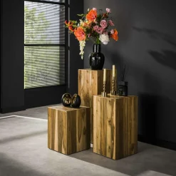 Bloemenzuil Bole Teakhout - 65 cm - Loft24.nl