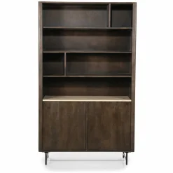 Boekenkast Lio Mangohout Travertin 120x220cm - bruin - Loft24.nl