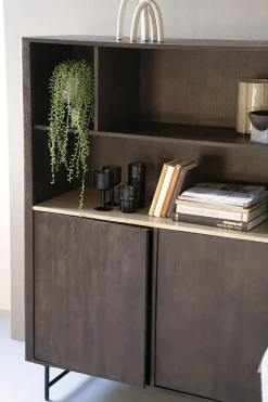 Boekenkast Lio Mangohout Travertin 120x150cm - bruin - Loft24.nl