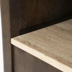 Boekenkast Lio Mangohout Travertin 120x150cm - bruin - Loft24.nl