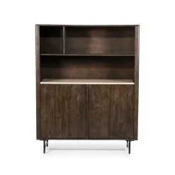 Boekenkast Lio Mangohout Travertin 120x150cm - bruin - Loft24.nl