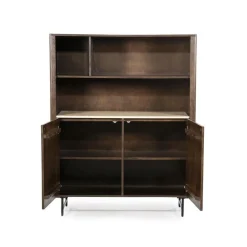 Boekenkast Lio Mangohout Travertin 120x150cm - bruin - Loft24.nl