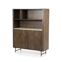Boekenkast Lio Mangohout Travertin 120x150cm - bruin - Loft24.nl