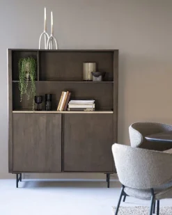 Boekenkast Lio Mangohout Travertin 120x150cm - bruin - Loft24.nl