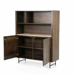 Boekenkast Lio Mangohout Travertin 120x150cm - bruin - Loft24.nl