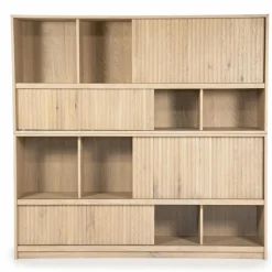 Boekenkast Milo Eikenhout en Eiken fineer 180 x 173 cm - Naturel - Loft24.nl
