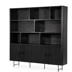 Boekenkast Remi Mangohout en Metaal 200 x 200 cm - Zwart - Loft24.nl