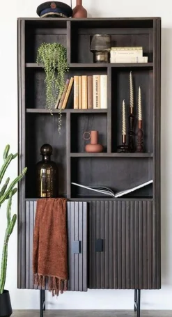 Boekenkast Remi Mangohout en Metaal 200 x 96 cm - Bruin - Loft24.nl