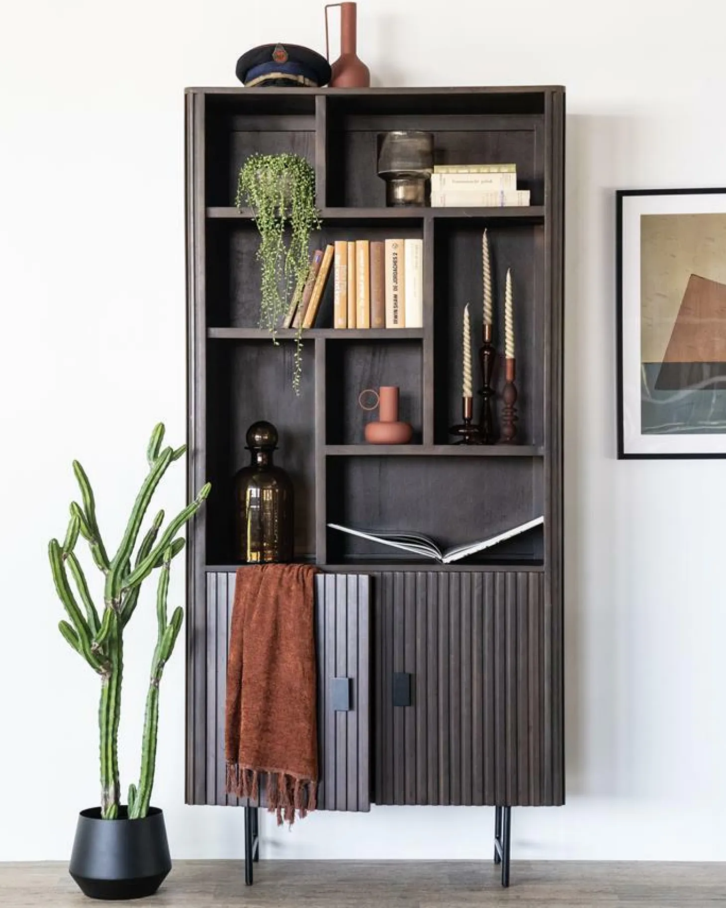 Boekenkast Remi Mangohout en Metaal 200 x 96 cm - Bruin - Loft24.nl