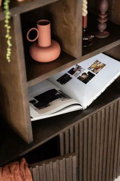 Boekenkast Remi Mangohout en Metaal 200 x 96 cm - Bruin - Loft24.nl