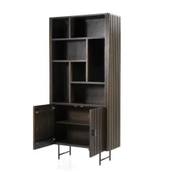 Boekenkast Remi Mangohout en Metaal 200 x 96 cm - Bruin - Loft24.nl