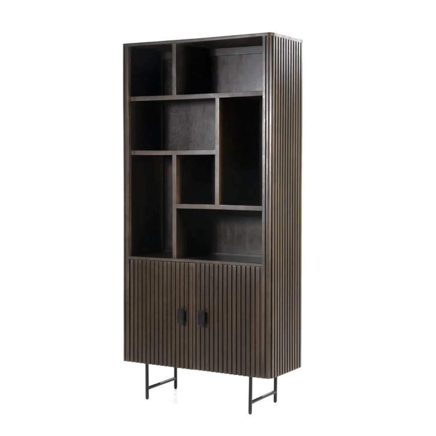 Boekenkast Remi Mangohout en Metaal 200 x 96 cm - Bruin - Loft24.nl