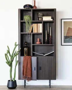 Boekenkast Remi Mangohout en Metaal 200 x 96 cm - Bruin - Loft24.nl