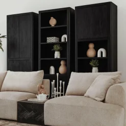 Boekenkast Tenna Mangohout 220 x 80 cm - Zwart - Loft24.nl