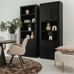 Boekenkast Tenna Mangohout 220 x 80 cm - Zwart - Loft24.nl