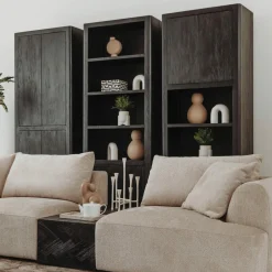 Boekenkast Tenna Mangohout 220 x 80 cm - Zwart - Loft24.nl