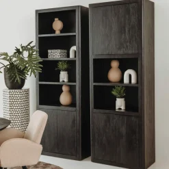 Boekenkast Tenna Mangohout 220 x 80 cm - Zwart - Loft24.nl