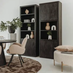Boekenkast Tenna Mangohout 220 x 80 cm - Zwart - Loft24.nl
