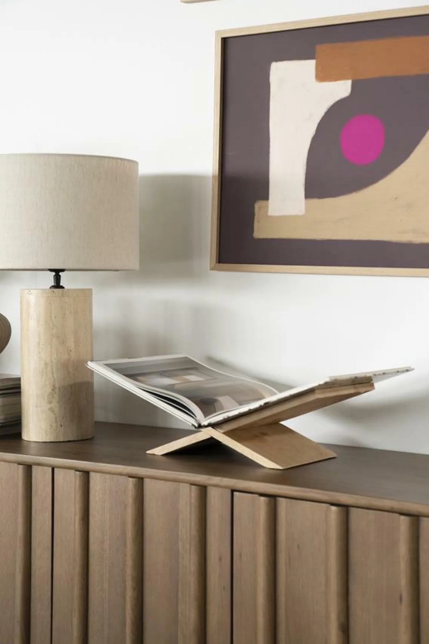 Boekenstandaard Tee Mangohout - Naturel - Loft24.nl