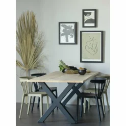 Boomstam Eettafel Tablo Eikenhout, met X-poot - 200cm - Loft24.nl