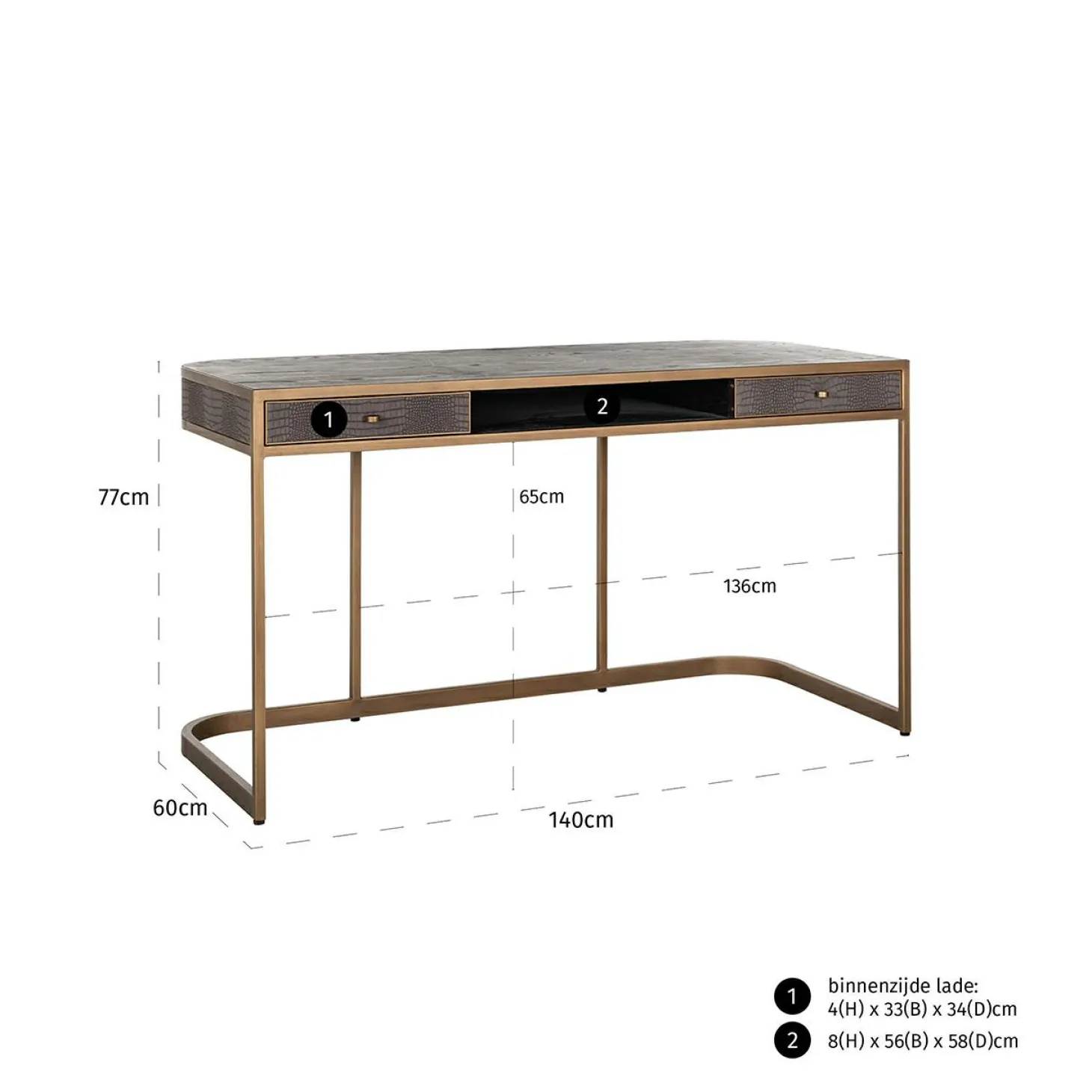 Bureau Classio Vegan Leather - 140 x 60 cm - Loft24.nl