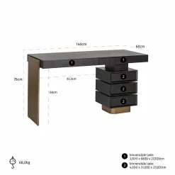 Bureau Connar Eiken - 140 x 60 cm - Loft24.nl