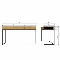 Bureau Silas Eiken, 140 x 44cm, kleur Naturel - Loft24.nl
