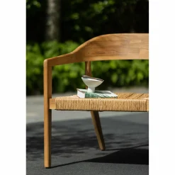 Chena tuinbankje met ronde rug wicker/teak naturel - Loft24.nl