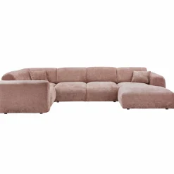 Cloud hoekbank links geweven chenille taupe/roze - Loft24.nl