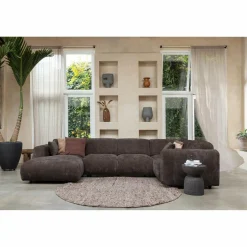 Cloud hoekbank rechts geweven chenille warm bruin - Loft24.nl