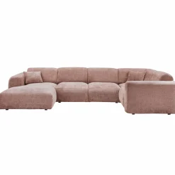 Cloud hoekbank rechts geweven chenille taupe/roze - Loft24.nl