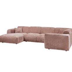 Cloud hoekbank rechts geweven chenille taupe/roze - Loft24.nl