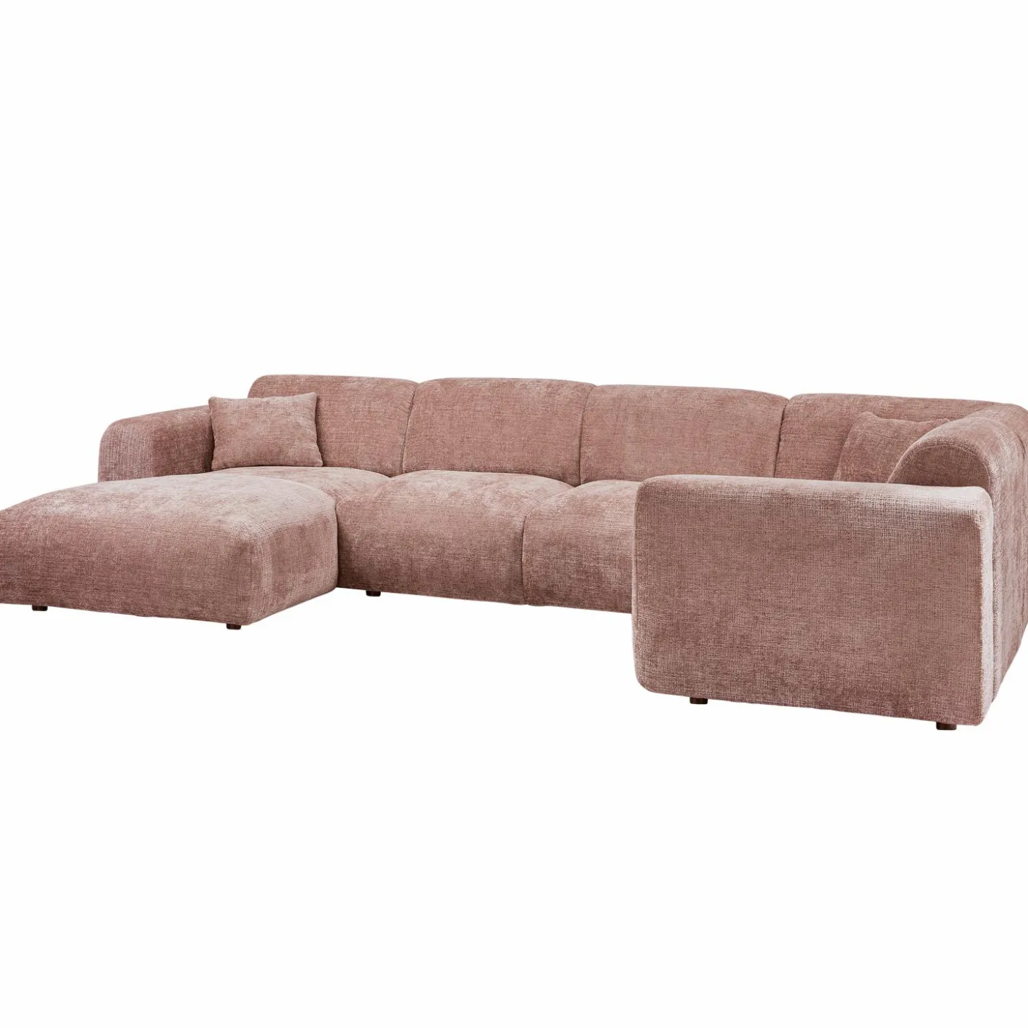 Cloud hoekbank rechts geweven chenille taupe/roze - Loft24.nl