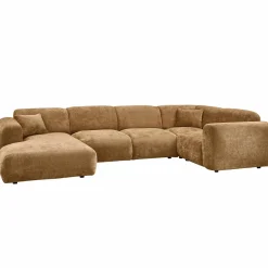 Cloud hoekbank rechts geweven chenille honinggeel - Loft24.nl