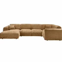 Cloud hoekbank rechts geweven chenille honinggeel - Loft24.nl