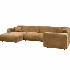 Cloud hoekbank rechts geweven chenille honinggeel - Loft24.nl