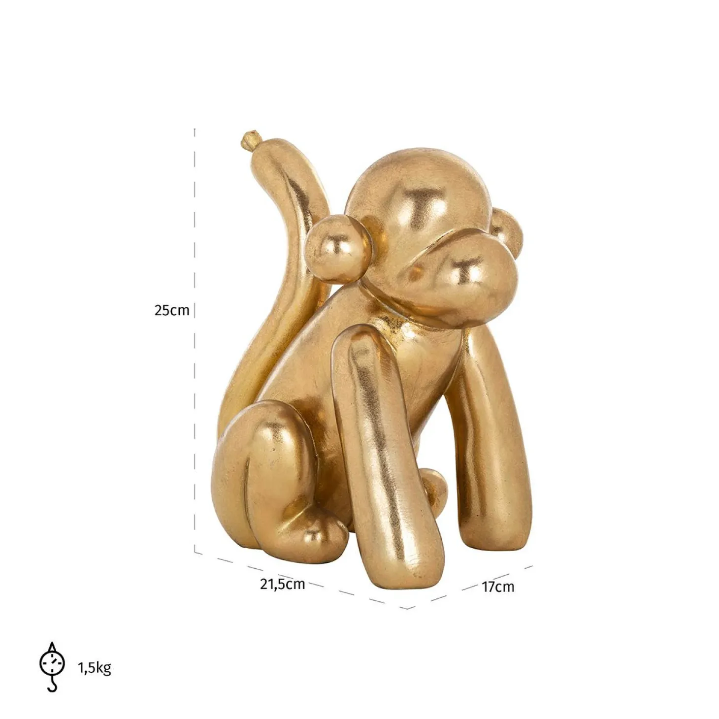 Decoratie Monkey kleur Goud - Loft24.nl