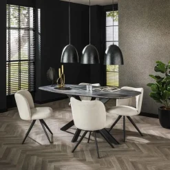 Deens Ovale Eettafel Mousa Keramieklook 180 x 90cm - Loft24.nl