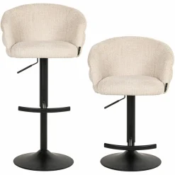 Draaibare Barstoel Nikki Chenille - Beige - Loft24.nl