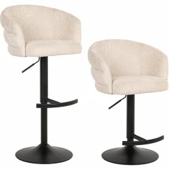 Draaibare Barstoel Nikki Chenille - Beige - Loft24.nl