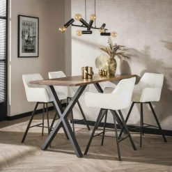 Draaibare Barstoel Raster Bouclé - Wit - Loft24.nl