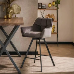 Draaibare Barstoel Raster Velvet - Antraciet - Loft24.nl