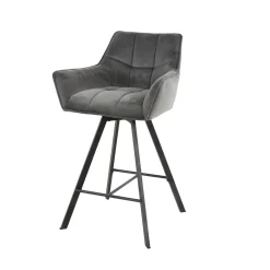 Draaibare Barstoel Raster Velvet - Antraciet - Loft24.nl