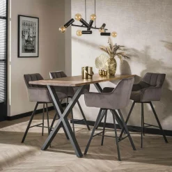 Draaibare Barstoel Raster Velvet - Antraciet - Loft24.nl