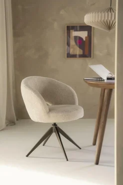 Draaibare Eetkamerstoel Alissa Bouclé - Beige - Loft24.nl