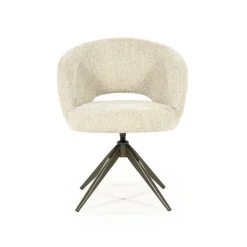 Draaibare Eetkamerstoel Alissa Bouclé - Beige - Loft24.nl